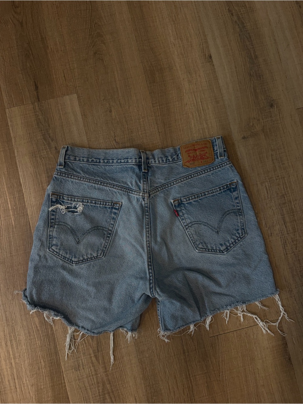 Levi's Women's Medium Blue Distressed Denim Cutoff Shorts